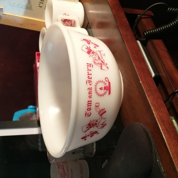 Antique - Rare - Hazel Atlas Tom-and-Jerry Punch Bowl and 5 Cups Set - Picture 11 of 11